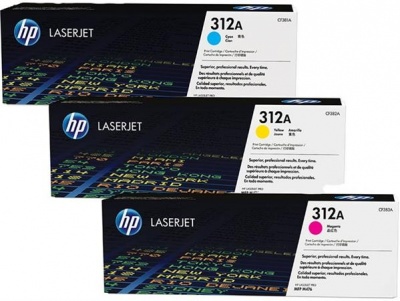 CF440AM Lézertoner multipack LaserJet M476 nyomtatóhoz, HP 312A, c+m+y, 3*2,7k