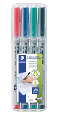 Alkoholmentes marker készlet, OHP, 0,6 mm, STAEDTLER "Lumocolor® 316 F", 4 különböző szín