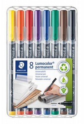 Alkoholos marker készlet, OHP, 0,6 mm, STAEDTLER "Lumocolor® 318 F", 8 különböző szín